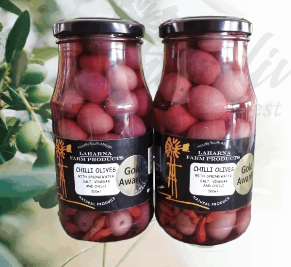 Chilli Olives. - 500ml Glass Jar.